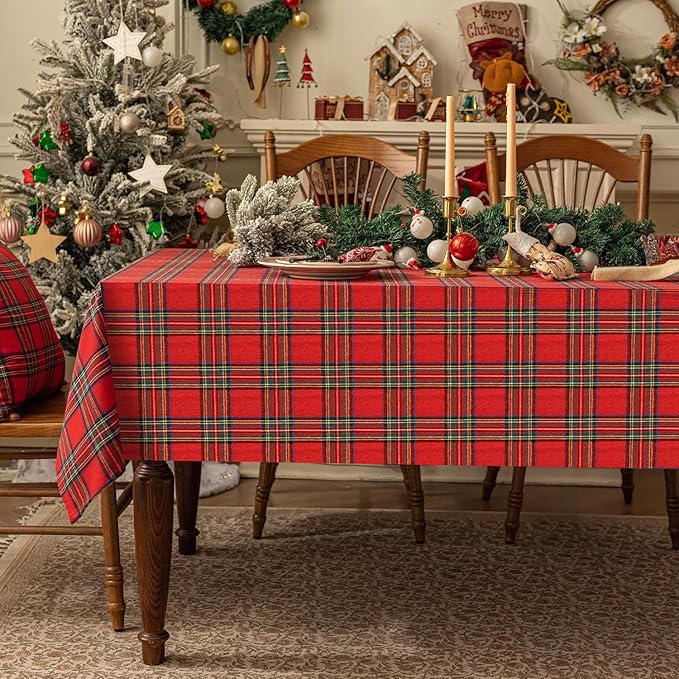 Softalker Christmas Checkered Tablecloth
